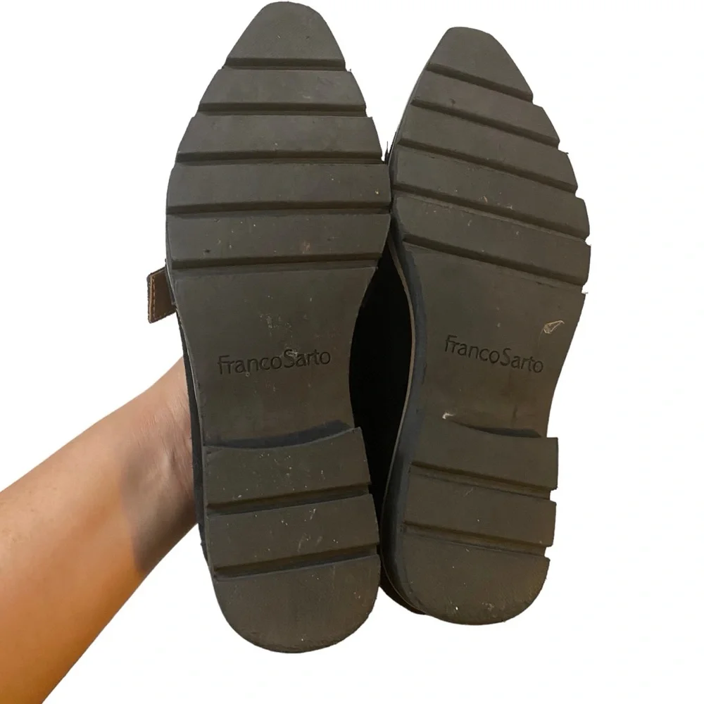 Franco Sarto Shoes Womens Size 8 Darius Black Leather Pointed Toe Loafers - Picture 3 of 10